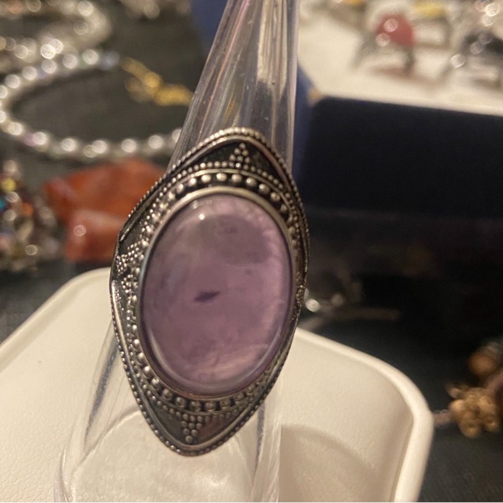 Silver and Purple Women's Ring